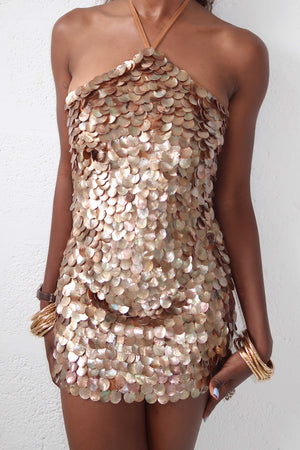 Zeïa Low Rise Mini Skirt ~ Chocolate Mother of Pearl
