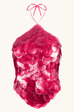 Faerie Halter Top ~ Hibiscus Pink Mother of Pearl
