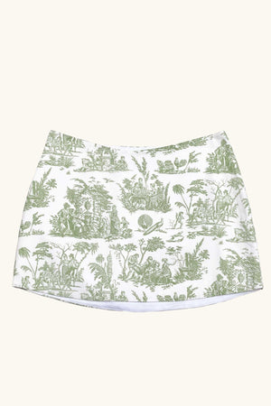 Dawn Mini Skirt ~ Green Toile