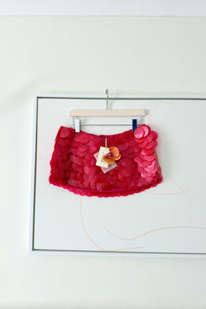 Zeïa Low Rise Mini Skirt ~ Magenta Mother of Pearl