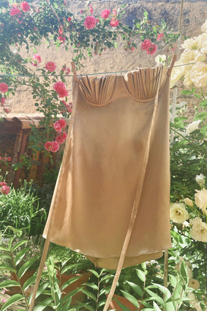 Soleil Mini Dress ~ Chinchilla Gold Silk