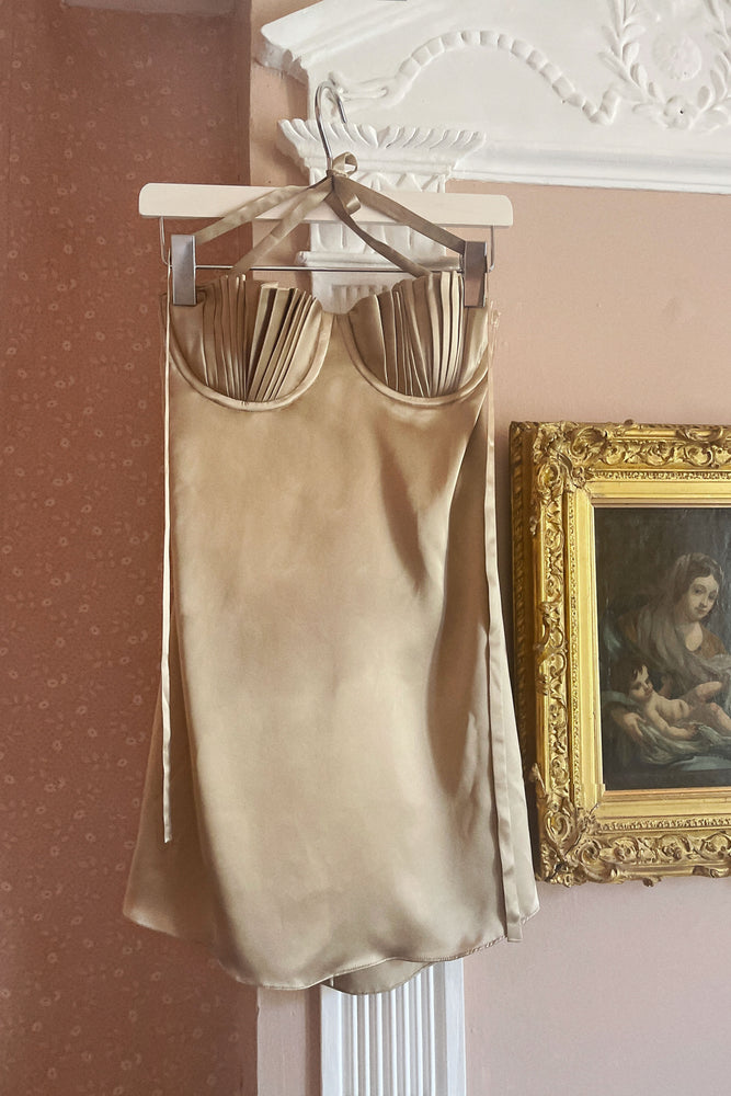 Soleil Mini Dress ~ Chinchilla Gold Silk
