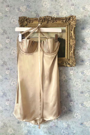 Soleil Mini Dress ~ Chinchilla Gold Silk