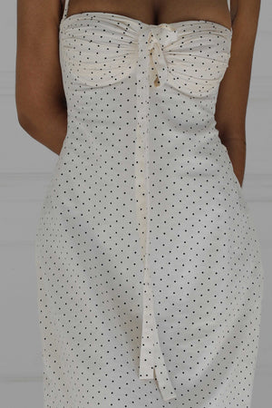 Angelina Maxi Dress White Polka Cotton
