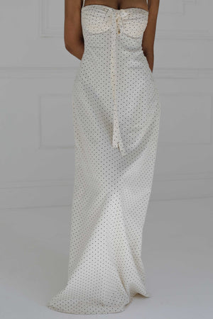 Angelina Maxi Dress White Polka Cotton