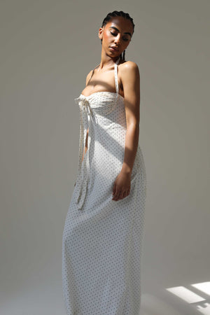 Angelina Maxi Dress White Polka Cotton