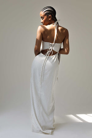 Angelina Maxi Dress White Polka Cotton