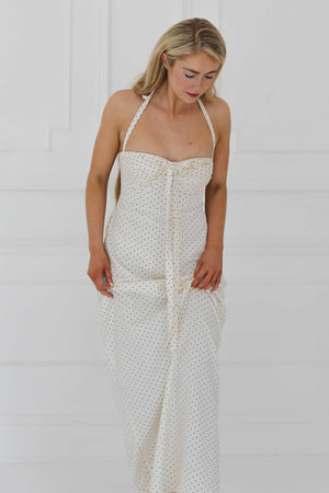 Angelina Maxi Dress White Polka Cotton