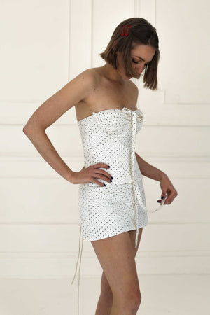 Amira Bustier White Polka Cotton