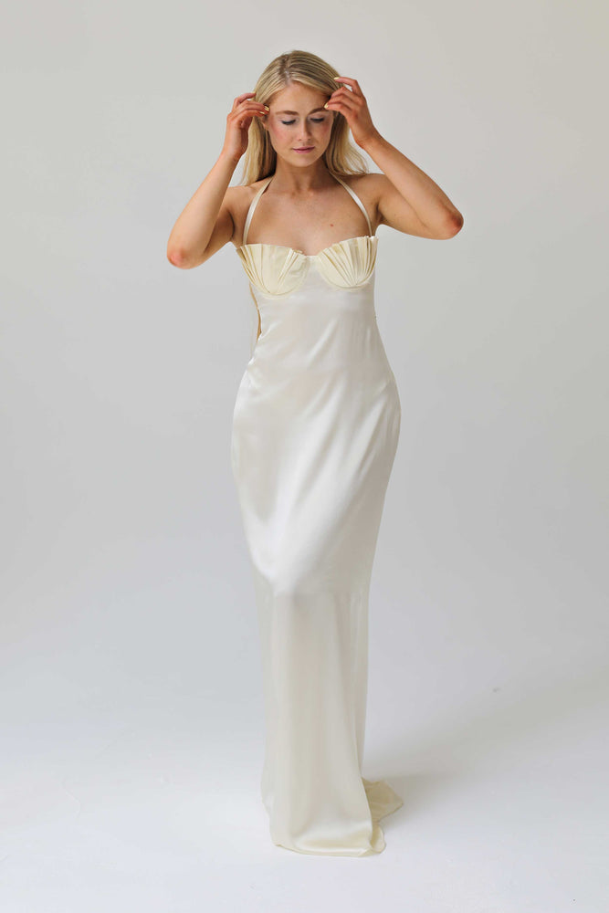 Soleil Silk Maxi Dress Ivory White Silk