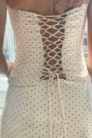 Amira Bustier White Polka Cotton