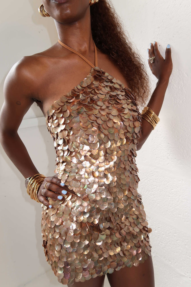 Zeïa Low Rise Mini Skirt ~ Chocolate Mother of Pearl