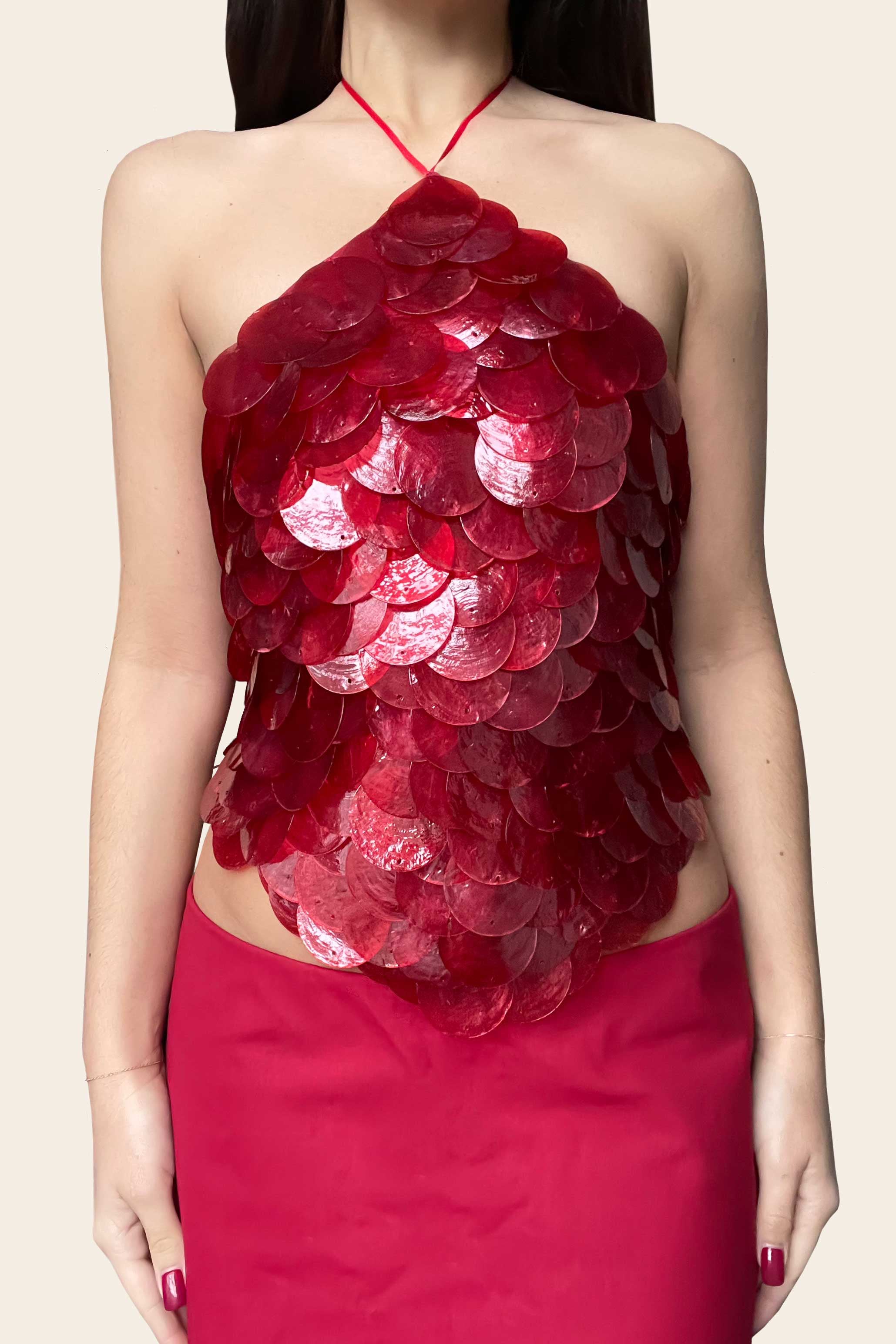 Faerie Halter Top ~ Ruby Mother of Pearl – Idáh