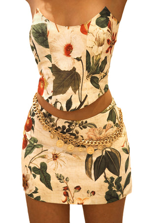 Dawn Mini Skirt ~ Jardin White