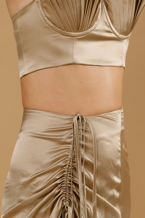 Amadi Midi Skirt Chinchilla Gold Silk