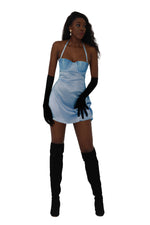 Soleil Silk Mini Dress ~ Cinderella Blue