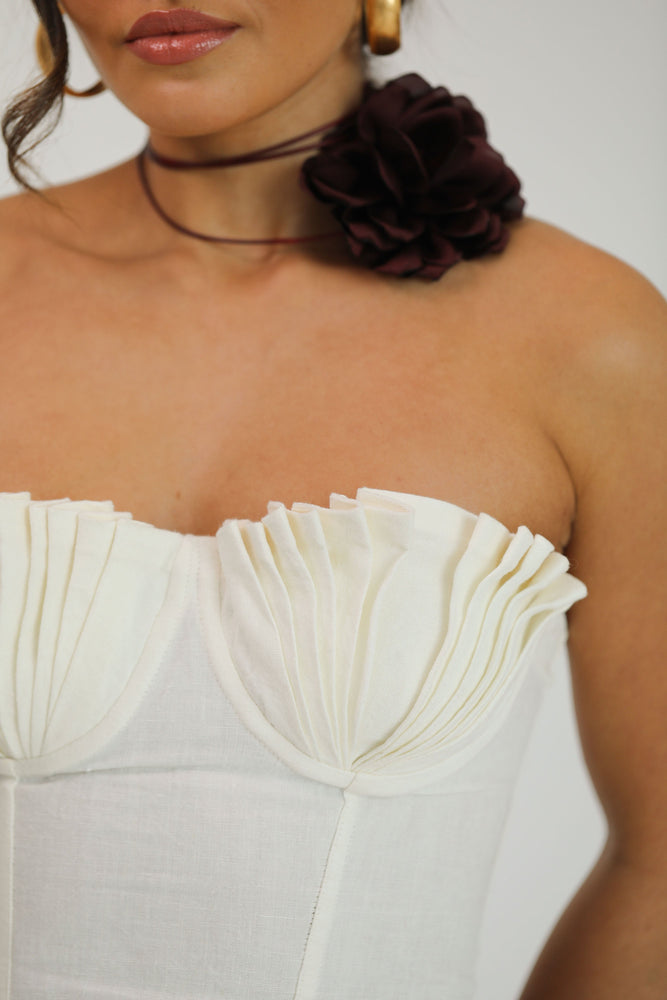 Seashell Flare Dress Ivory White – Idáh