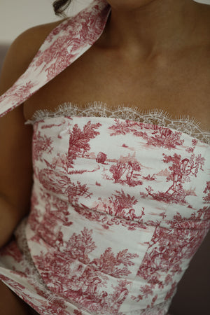 
            
                Load image into Gallery viewer, Aurora Corset  ~ Red Toile
            
        