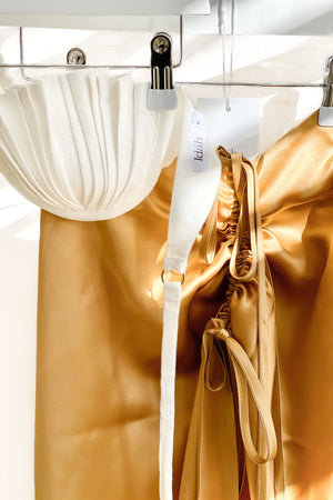 Ivory Shell Bra & Firefly Silk Maxi Set ~ Rental