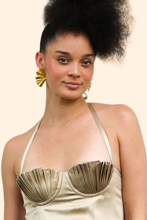 Soleil Silk Mini Dress Chinchilla Gold Silk