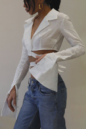 Dahlia White Linen Shirt