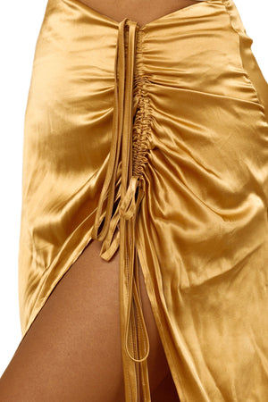 Ivory Shell Bra & Firefly Silk Maxi Set ~ Rental
